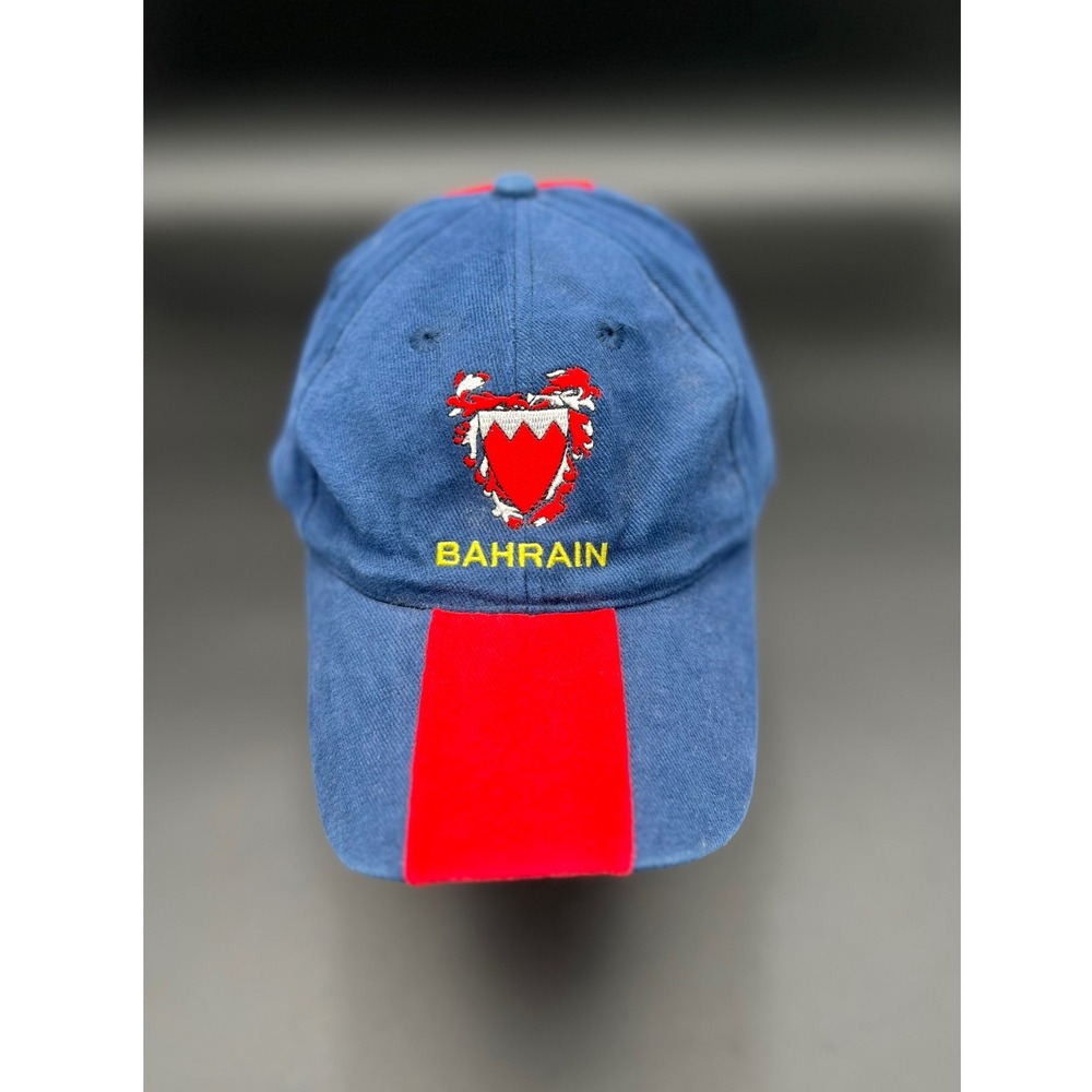 Bahrain Souvenir Baseball Cap Blue Red Embroidered Crest Adjustable Cotton Hat